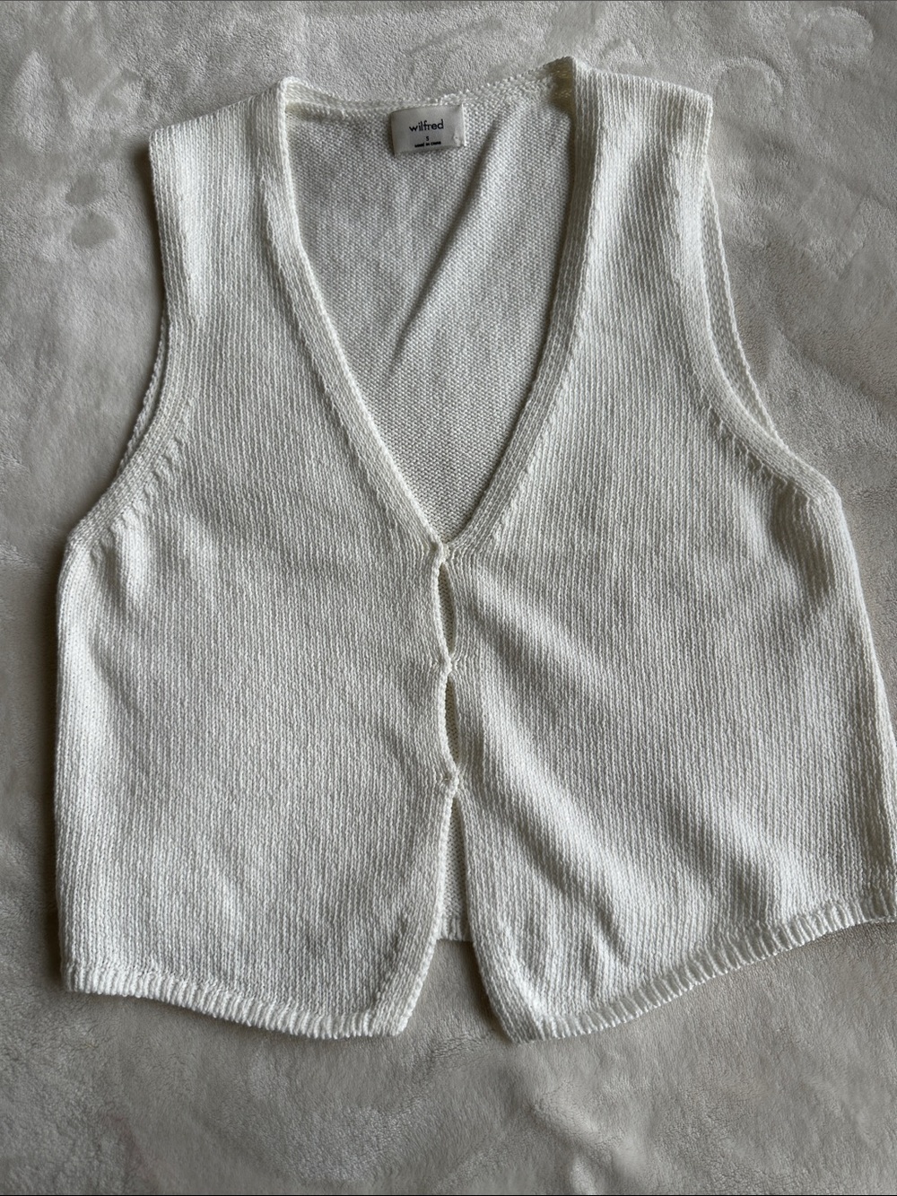Wilfred Ivory Knit V-Neck Button Vest